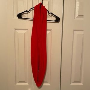Red fashion scarf with secret pocket